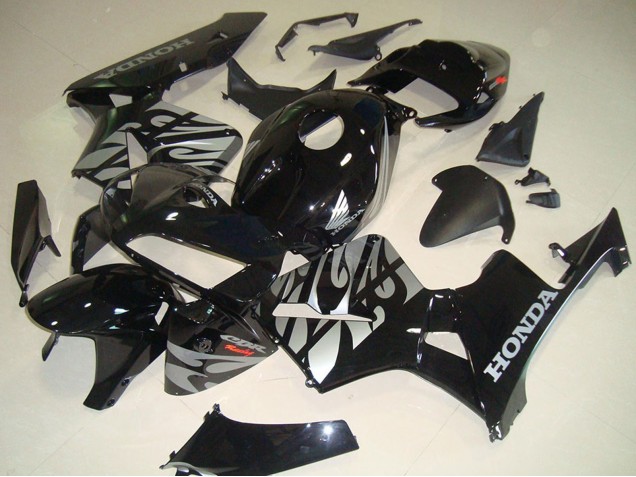 2005-2006 Glossy Black Silver with Flame Honda CBR600RR Motorcycle Fairings Canada