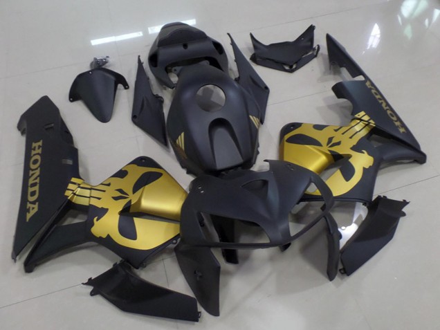 2005-2006 Matte Black with Gold Skull Honda CBR600RR Motorcycle Fairings Canada