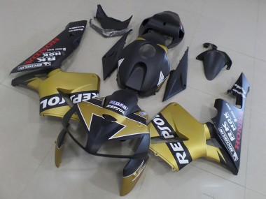 2005-2006 Matte Black Gold Repsol Honda CBR600RR Motorcycle Fairings Canada