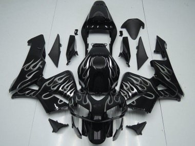 2005-2006 Glossy Black Silver Flame Honda CBR600RR Motorcycle Fairings Canada