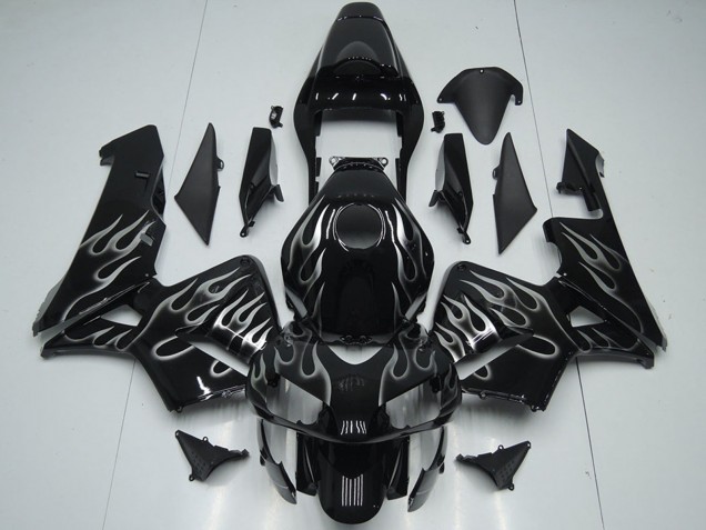 2005-2006 Glossy Black Silver Flame Honda CBR600RR Motorcycle Fairings Canada