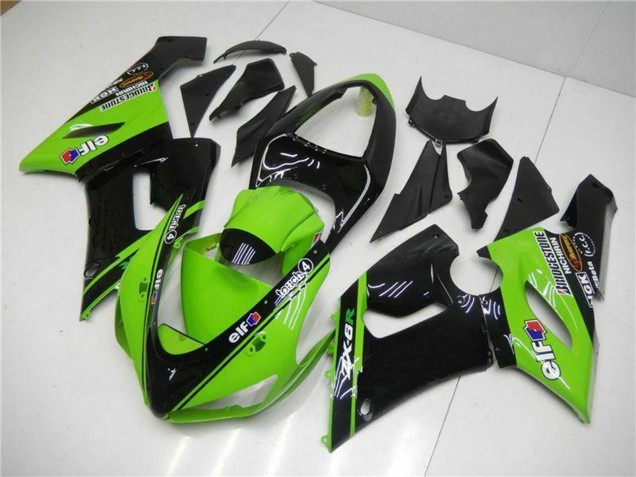 2005-2006 Green Glossy Black Elf Kawasaki ZX6R Motorcycle Fairings Canada