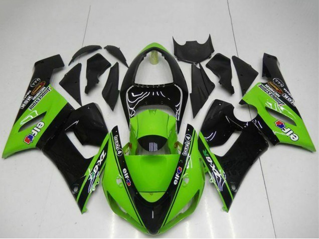 2005-2006 Green Glossy Black Elf Kawasaki ZX6R Motorcycle Fairings Canada