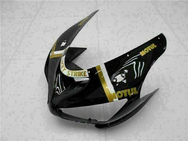 2005-2006 Glossy Black White Gold Lucky Strike Kawasaki ZX6R Motorcycle Fairings Canada