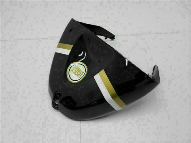 2005-2006 Glossy Black White Gold Lucky Strike Kawasaki ZX6R Motorcycle Fairings Canada