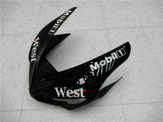 2005-2006 Glossy Black White West Kawasaki ZX6R Motorcycle Fairings Canada