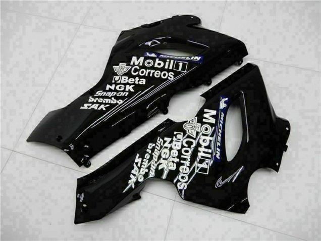 2005-2006 Glossy Black White West Kawasaki ZX6R Motorcycle Fairings Canada