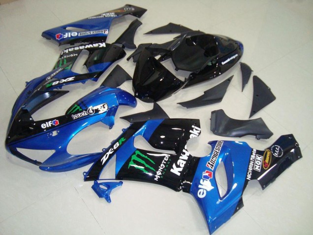 2005-2006 Blue Glossy Black Green Monster Kawasaki ZX6R Motorcycle Fairings Canada