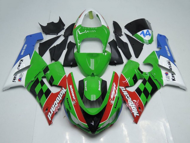 2005-2006 White Green Red Blue Black Motocard Kawasaki ZX6R Motorcycle Fairings Canada