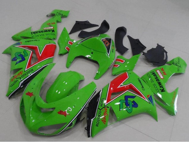 2005-2006 Green Red Black ENEOS Banca Kawasaki ZX6R Motorcycle Fairings Canada