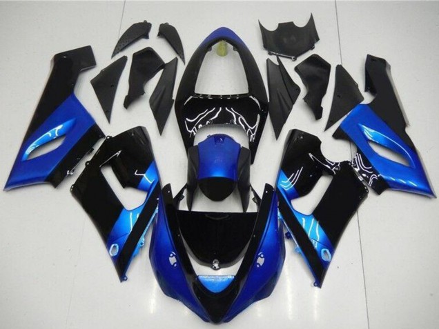 2005-2006 Blue Glossy Black Kawasaki ZX6R Motorcycle Fairing Kits Canada
