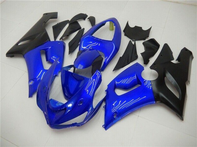 2005-2006 Blue Matte Black Kawasaki ZX6R Motorcycle Fairings Canada