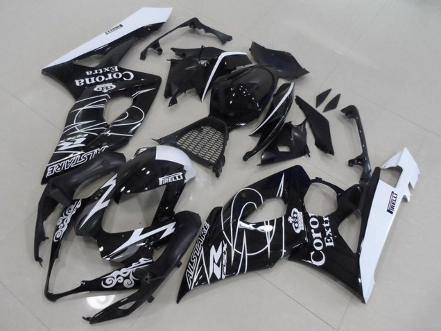 2005-2006 Glossy Black White Corona Suzuki GSXR 1000 Motorcycle Fairings Canada