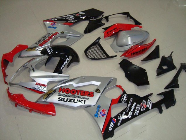 2005-2006 Silver Red Black Hooters Suzuki GSXR 1000 Motorcycle Fairings Canada
