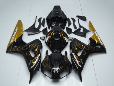 2006-2007 Glossy Black Gold Flame Honda CBR1000RR Motorcycle Fairing Canada