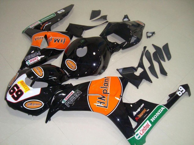 2006-2007 Glossy Black Orange Green Hm Plant Racing 69 Honda CBR1000RR Motorcycle Fairings Canada