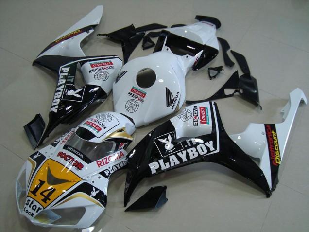 2006-2007 White Yellow Glossy Black Denso Playboy 14 Honda CBR1000RR Motorcycle Fairings Canada