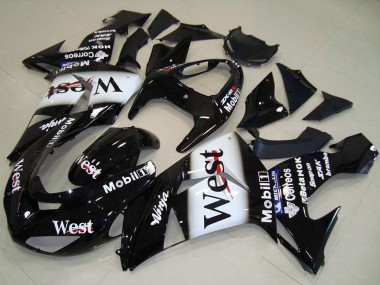 2006-2007 Glossy Black White West Kawasaki ZX10R Motorcycle Fairing Canada