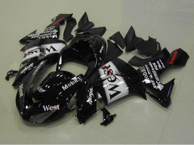 2006-2007 Glossy Black White West Red Kawasaki ZX10R Motorcycle Fairings Canada
