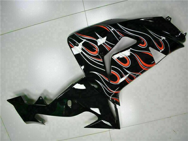 2006-2007 Glossy Black Red Flame Kawasaki ZX10R Motorcycle Fairing Kits Canada