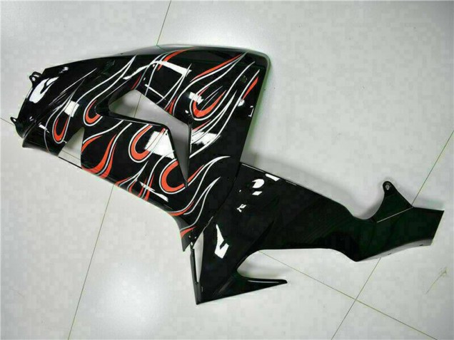 2006-2007 Glossy Black Red Flame Kawasaki ZX10R Motorcycle Fairing Kits Canada