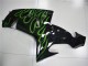 2006-2007 Glossy Black Green Flame Kawasaki ZX10R Motorcycle Fairings Canada