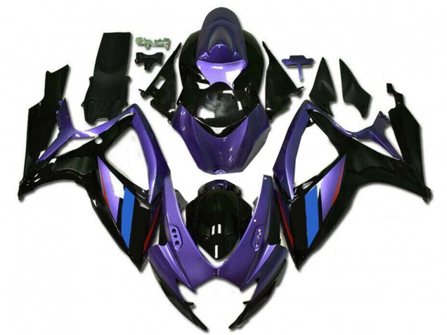 2006-2007 Purple Blue Glossy Black Stripe Suzuki GSXR 600/750 Motorcycle Fairings Canada