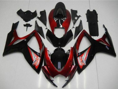 2006-2007 Red Glossy Black Suzuki GSXR 600/750 Motorcycle Fairing Canada