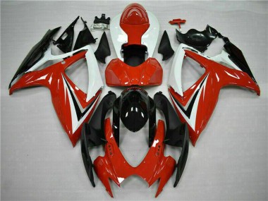2006-2007 White Red Glossy Black Stripe Suzuki GSXR 600/750 Motorcycle Fairings Canada