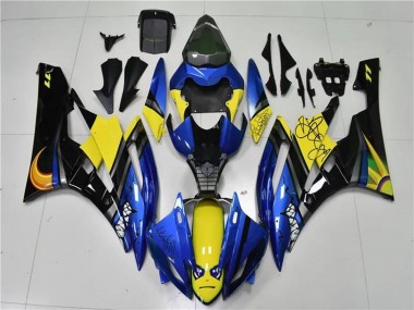 2006-2007 Blue Yellow Glossy Black Shark Yamaha YZF R6 Motorcycle Fairings Canada
