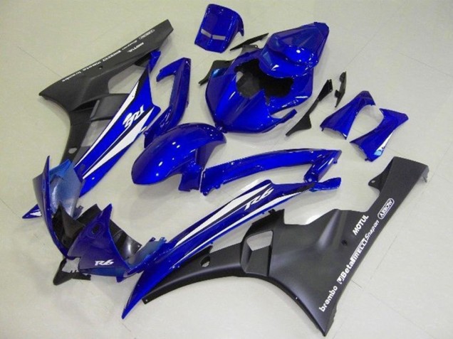 2006-2007 Blue White Matte Black Motul Yamaha YZF R6 Motorcycle Fairings Canada
