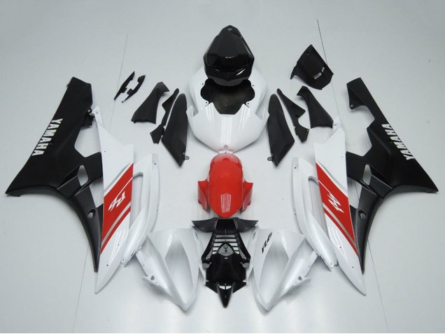 2006-2007 White Red Matte Black Yamaha YZF R6 Motorcycle Fairing Canada