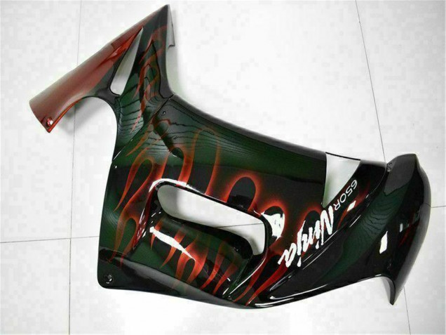 2006-2008 Glossy Black Red Flame Kawasaki EX650 Motorcycle Fairings Canada