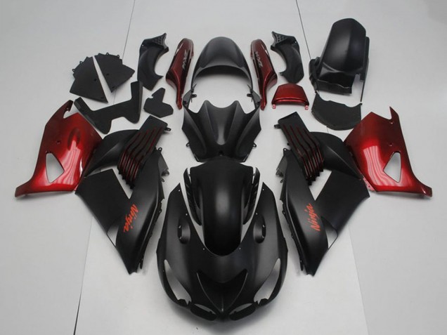 2006-2011 Matte Black Red Ninja Kawasaki ZX14R ZZR1400 Motorcycle Fairings Canada