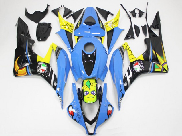 2007-2008 Light Blue Yellow Glossy Black Shark Honda CBR600RR Motorcycle Fairings Canada