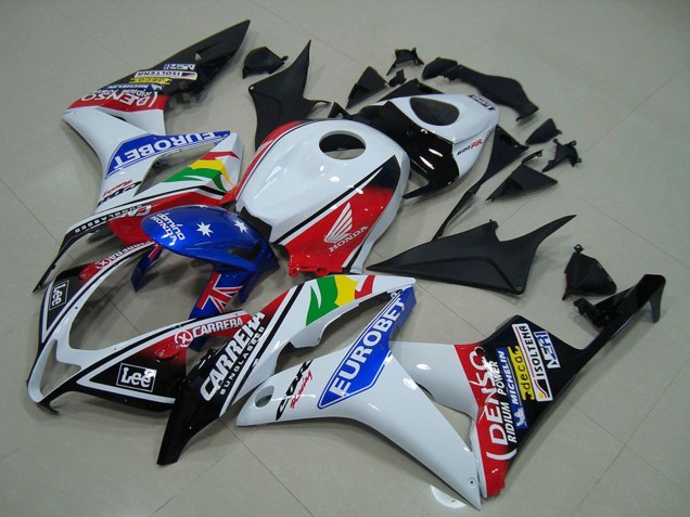 2007-2008 White Red Blue Glossy Black EuroBet Honda CBR600RR Motorcycle Fairings Canada