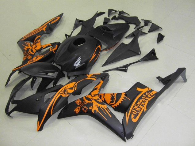 2007-2008 Matte Black Orange Skull Honda CBR600RR Motorcycle Fairings Canada