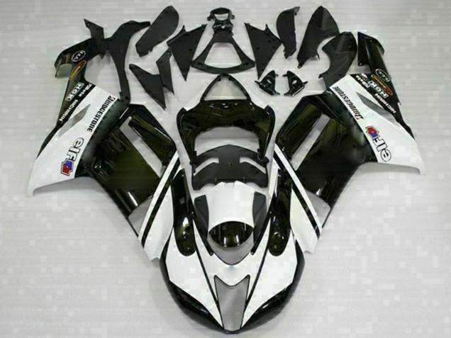 2007-2008 Black White Kawasaki ZX6R Motorcycle Fairings Canada