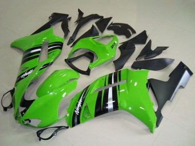 2007-2008 Green and Silver Stripe Kawasaki ZX6R Motorcycle Fairings Canada