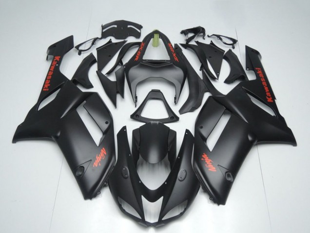 2007-2008 Matte Black with Red Sticker Kawasaki ZX6R Motorcycle Fairings Canada