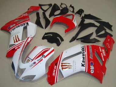 2007-2008 Red and White Kawasaki ZX6R Motorcycle Fairings Canada