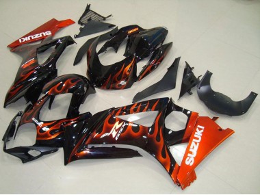 2007-2008 Glossy Black Orange Flame Suzuki GSXR 1000 Motorcycle Fairings Canada