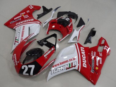 2007-2014 White Red Glossy Black Banner 27 Ducati 1098 Motorcycle Fairings Canada