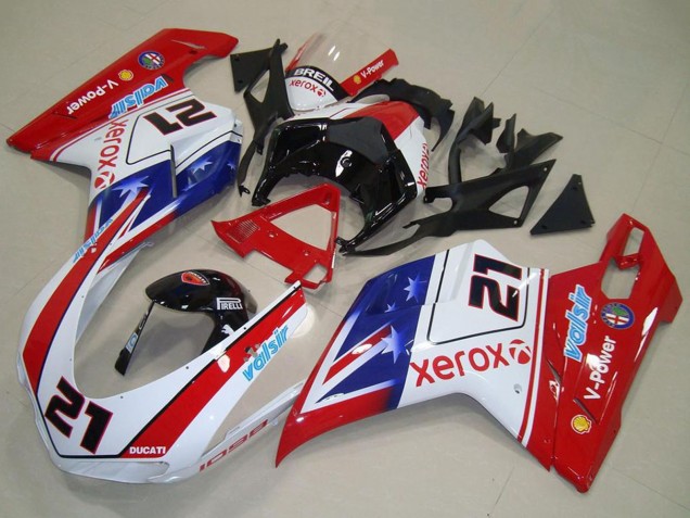 2007-2014 White Red Blue Glossy Black Valsir Xerox 21 Ducati 1098 Motorcycle Fairings Canada