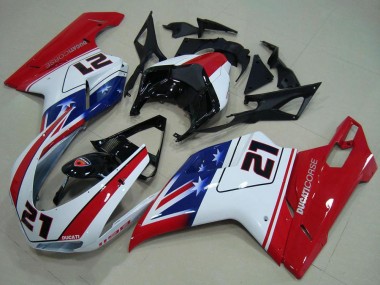 2007-2014 White Red Blue Glossy Black 21 Ducati 1198 Motorcycle Fairings Canada