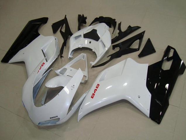 2007-2014 White Glossy Black Ducati 848 Motorcycle Fairings Canada