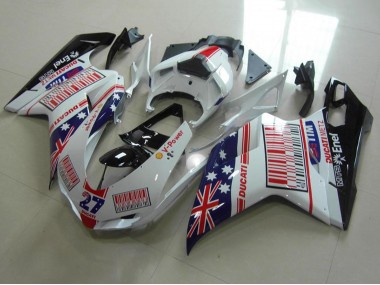 2007-2014 White Blue Red Glossy Black American Flag Tim 27 Ducati 848 1098 1198 Motorcycle Fairings Canada
