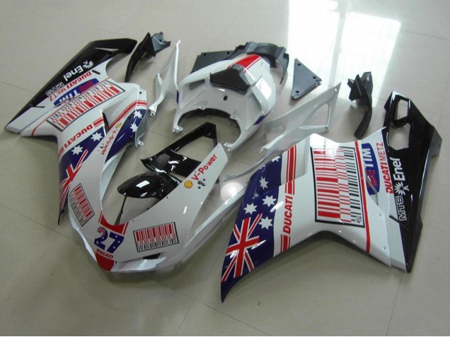2007-2014 White Blue Red Glossy Black American Flag Tim 27 Ducati 848 1098 1198 Motorcycle Fairings Canada