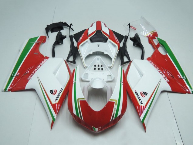 2007-2014 White Red Green Stripe Ducati 1098 Motorcycle Fairings Canada
