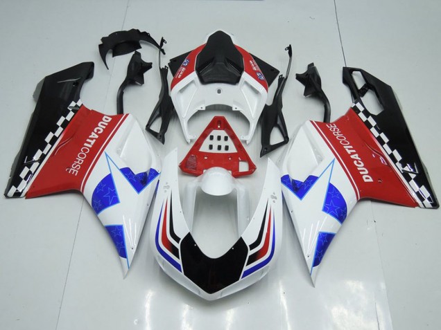 2007-2014 White Red Blue Glossy Black Corse Ducati 848 1098 1198 Motorcycle Fairings Canada